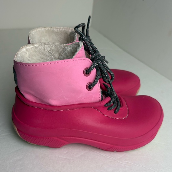 CROCS Other - CROCS Blitzen Convertible Pink Kids Boots with Black Laces